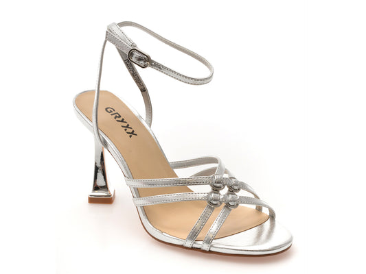 Sandale elegante GRYXX argintii, 2839, din piele ecologica