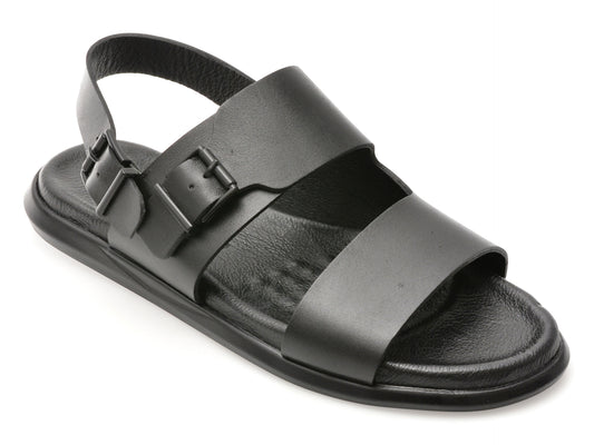 Sandale OTTER negre, AL420, din piele naturala