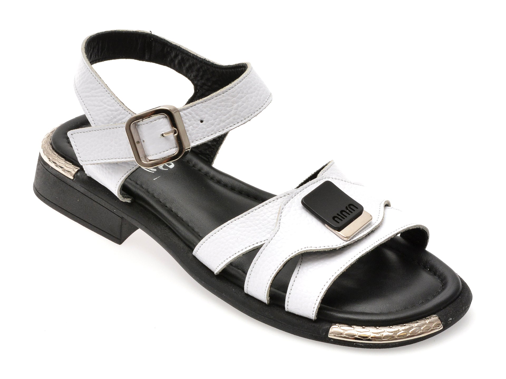 Sandale IMAGE albe, 562403, din piele naturala