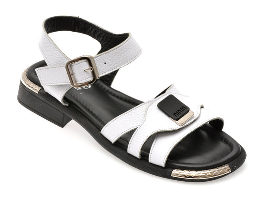 Sandale IMAGE albe, 562403, din piele naturala