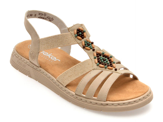 Sandale RIEKER bej, V9120, din piele ecologica