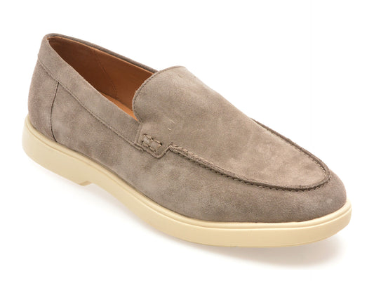 Mocasini GEOX gri, U55LAD, din piele intoarsa