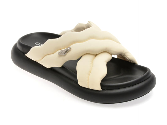 Papuci GRYXX albi, L282K, din piele ecologica