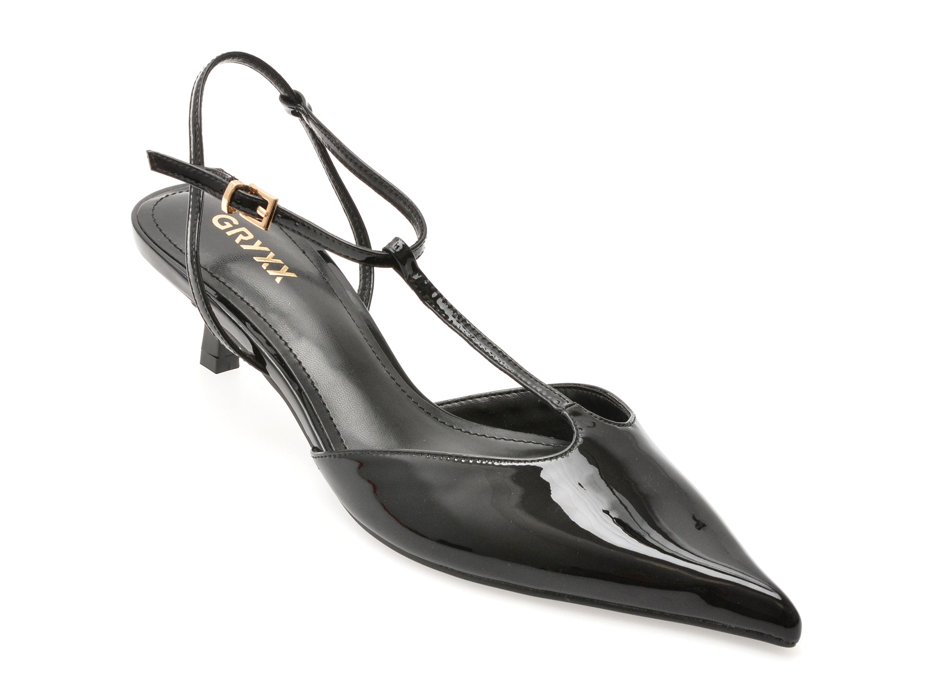 Pantofi eleganti GRYXX negri, 82946, din piele naturala lacuita