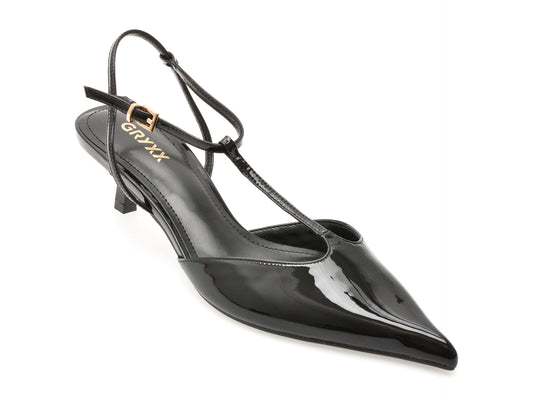 Pantofi eleganti GRYXX negri, 82946, din piele naturala lacuita