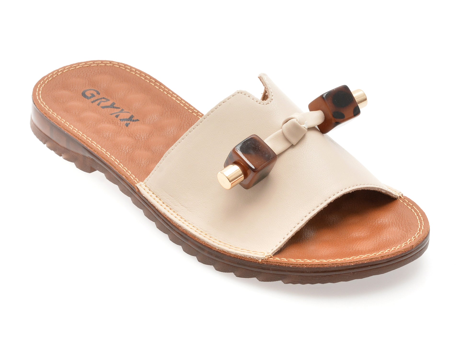Papuci GRYXX gri, 82910, din piele naturala