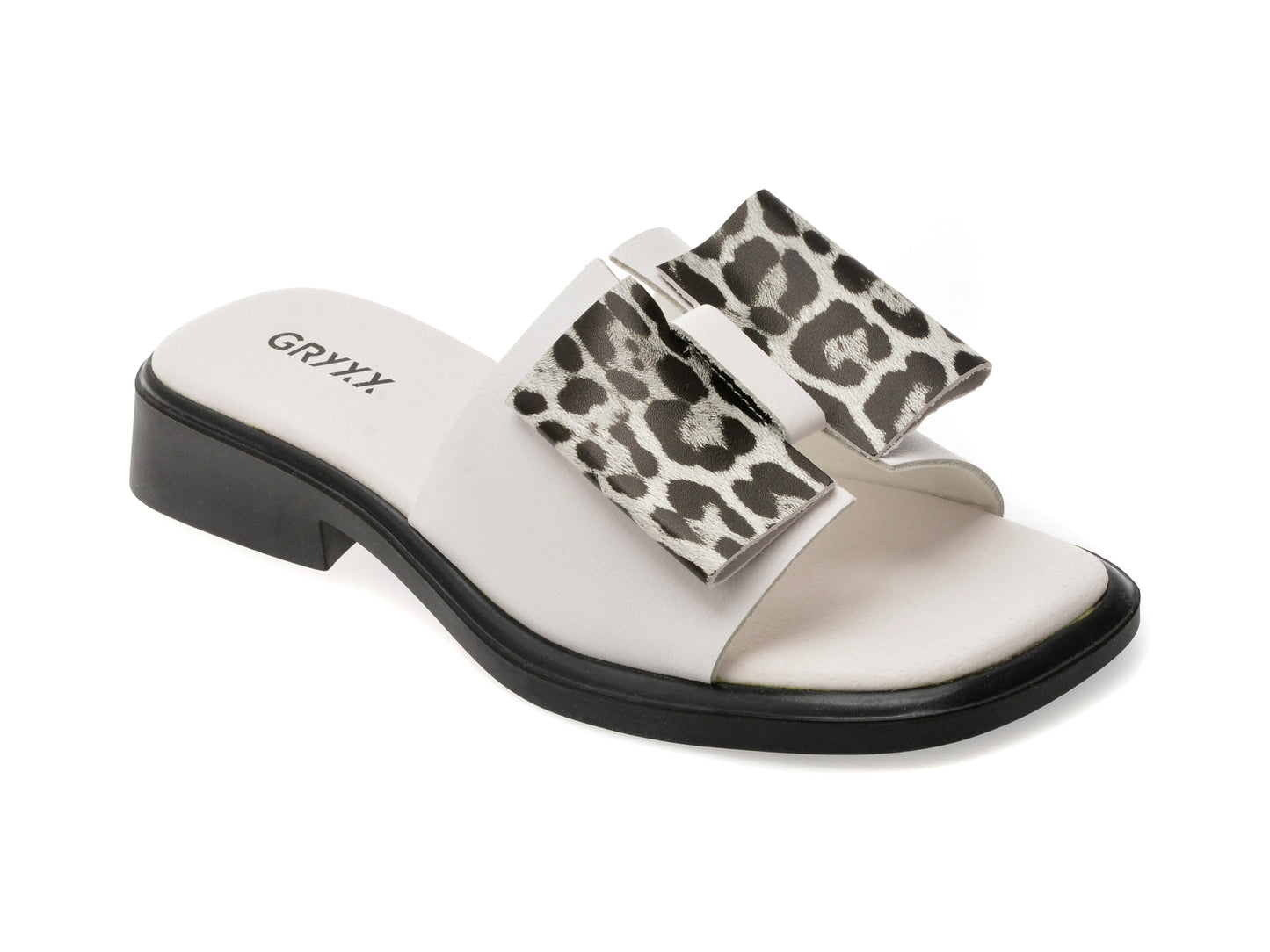 Papuci GRYXX albi, 6A038, din piele naturala