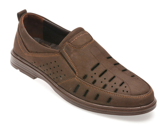 Pantofi BITE THE BULLET maro, SH8501, din nabuc
