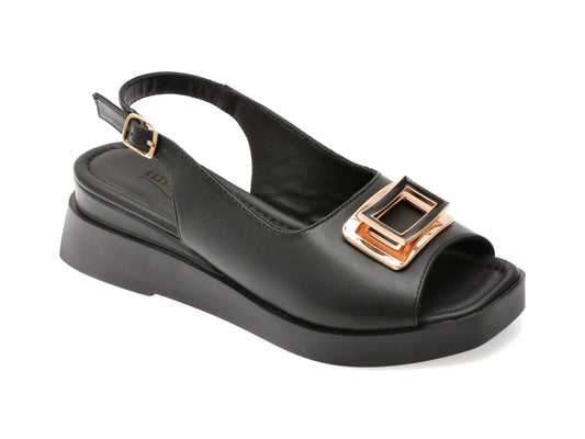 Sandale IMAGE negre, 617K272, din piele naturala
