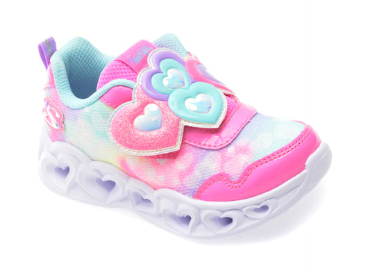 Pantofi sport SKECHERS roz, HEART LIGHTS, din material textil