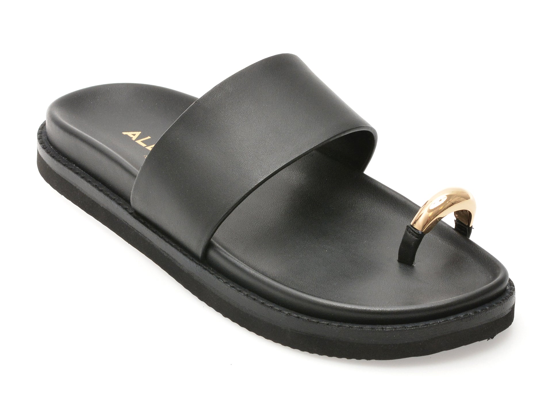 Papuci ALDO negri, BEACHSTROLL 001, din piele naturala