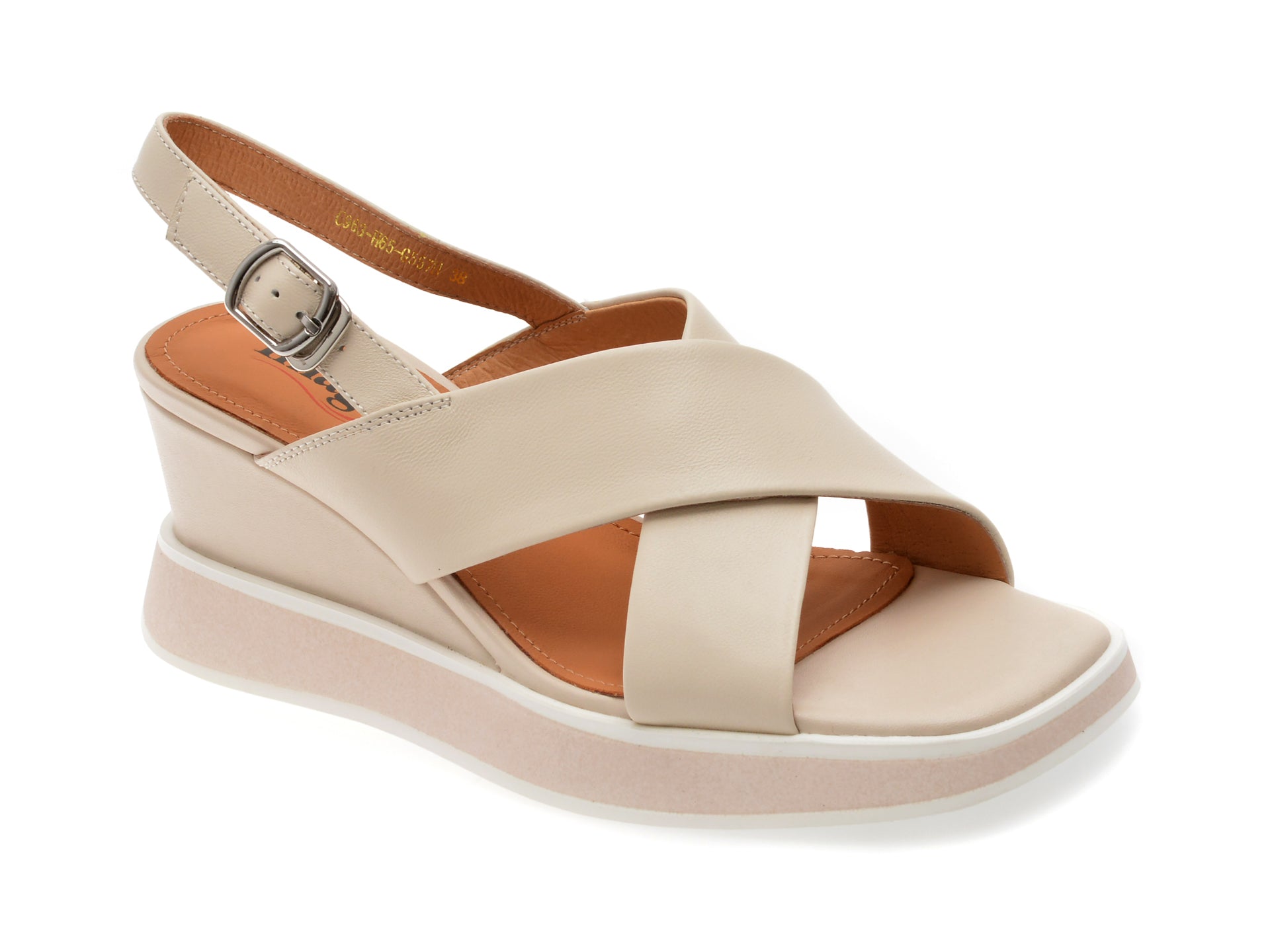 Sandale IMAGE albe, H65, din piele naturala