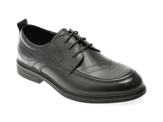 Pantofi OTTER negri, T8008, din piele naturala