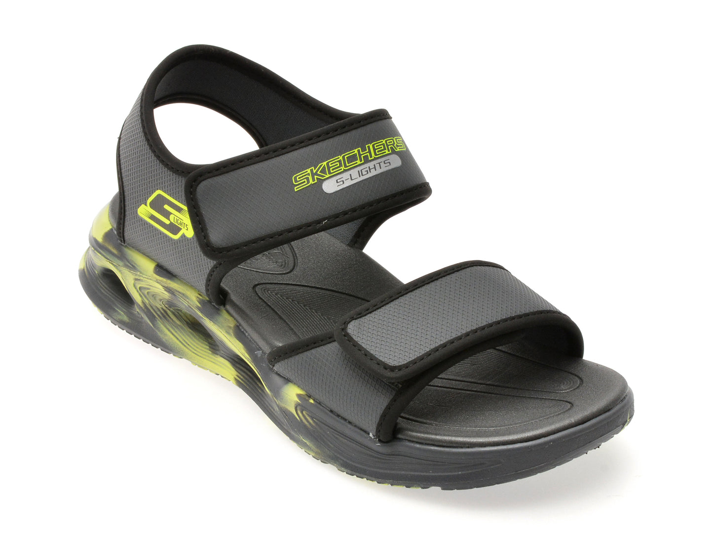 Sandale SKECHERS gri, SOLA GLOW SANDAL, din piele ecologica