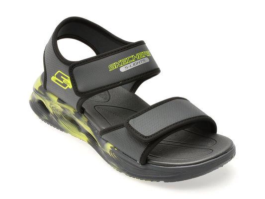 Sandale SKECHERS gri, SOLA GLOW SANDAL, din piele ecologica