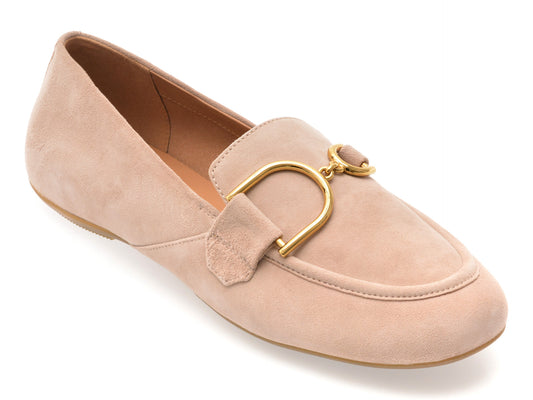 Mocasini GEOX nude, D45MUJ, din piele intoarsa