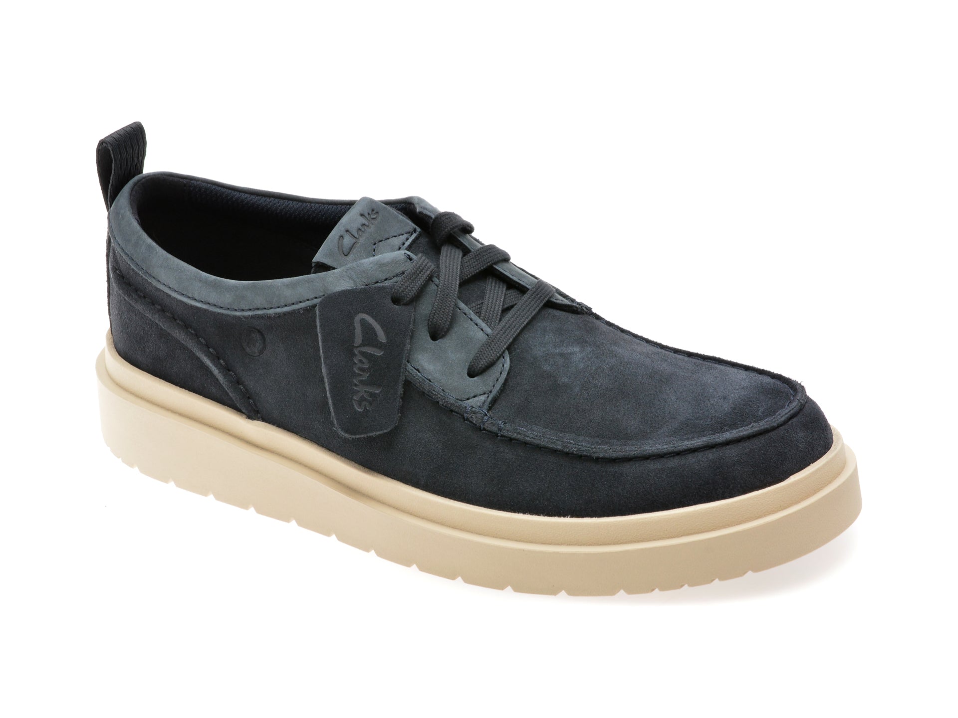 Mocasini CLARKS bleumarin, POLDEN MOC, din piele intoarsa