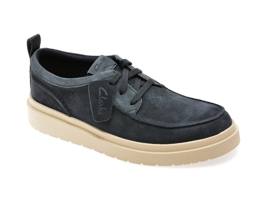 Mocasini CLARKS bleumarin, POLDEN MOC, din piele intoarsa