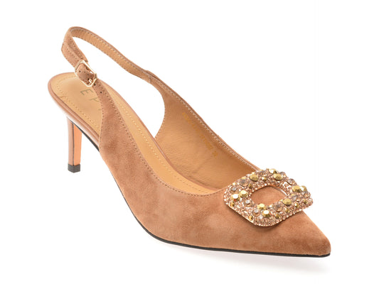 Pantofi eleganti EPICA maro, 4A386, din piele intoarsa