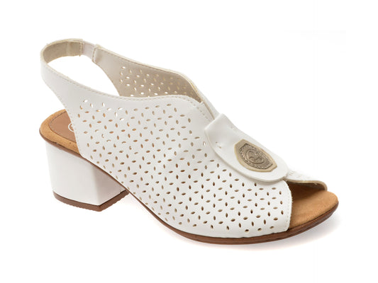 Sandale RIEKER albe, 64656, din piele ecologica