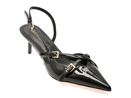 Pantofi eleganti LAURA BIAGIOTTI negri, 8965, din piele ecologica lacuita