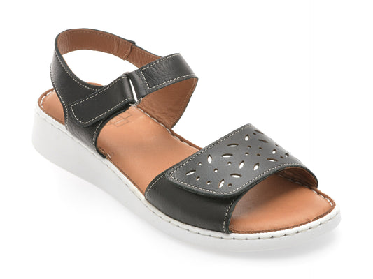 Sandale GOTSI negre, EV4022, din piele naturala