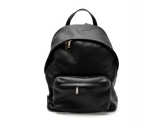 Rucsac MARIO FERRETTI negru, BB72, din piele naturala
