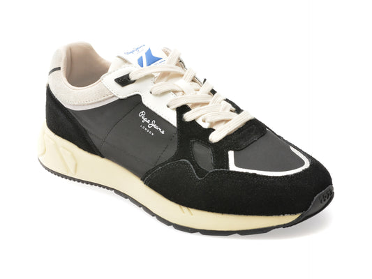 Pantofi sport PEPE JEANS negri, MARLON DIVIDED, din material textil