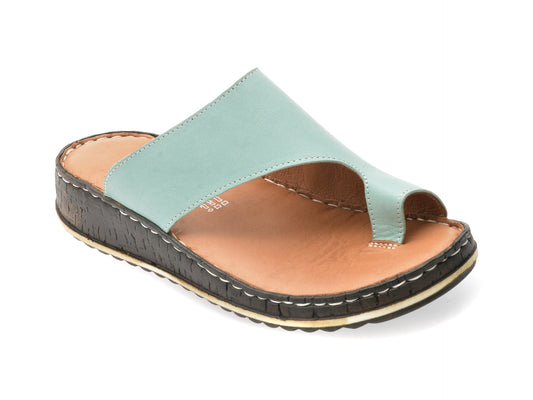 Papuci SHOOZY verzi, EV2849, din piele naturala