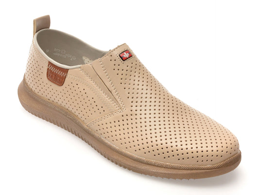 Pantofi RIEKER bej, 10452, din piele naturala