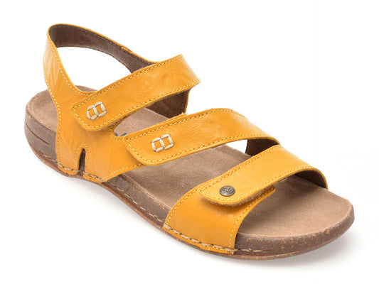 Sandale RIEKER galbene, 61402, din piele naturala