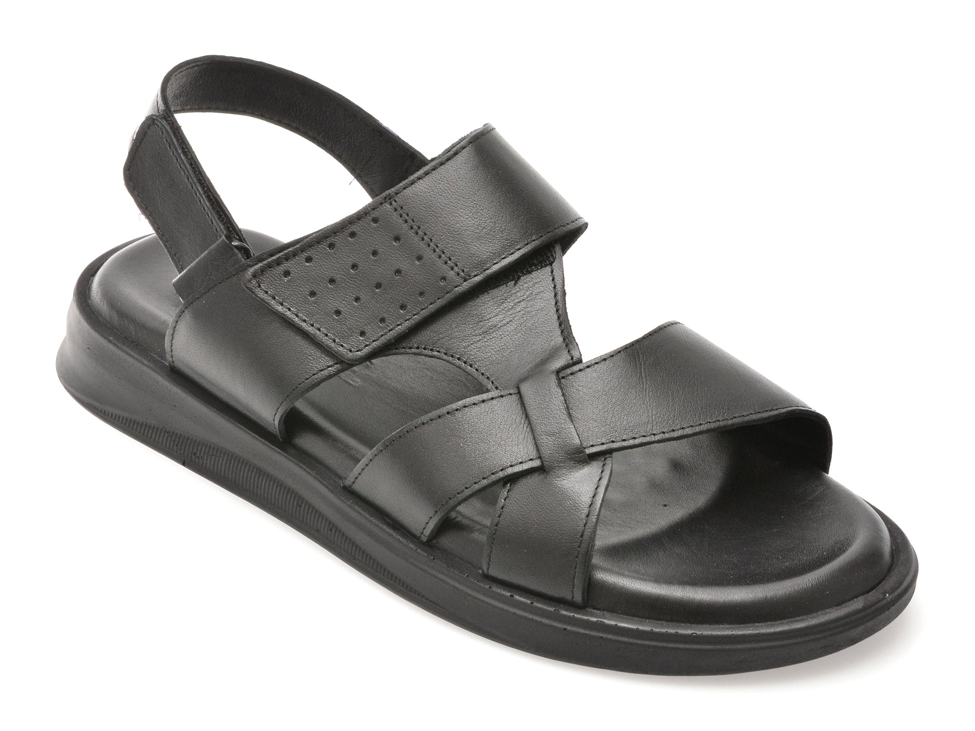 Sandale OTTER negre, 3050, din piele naturala