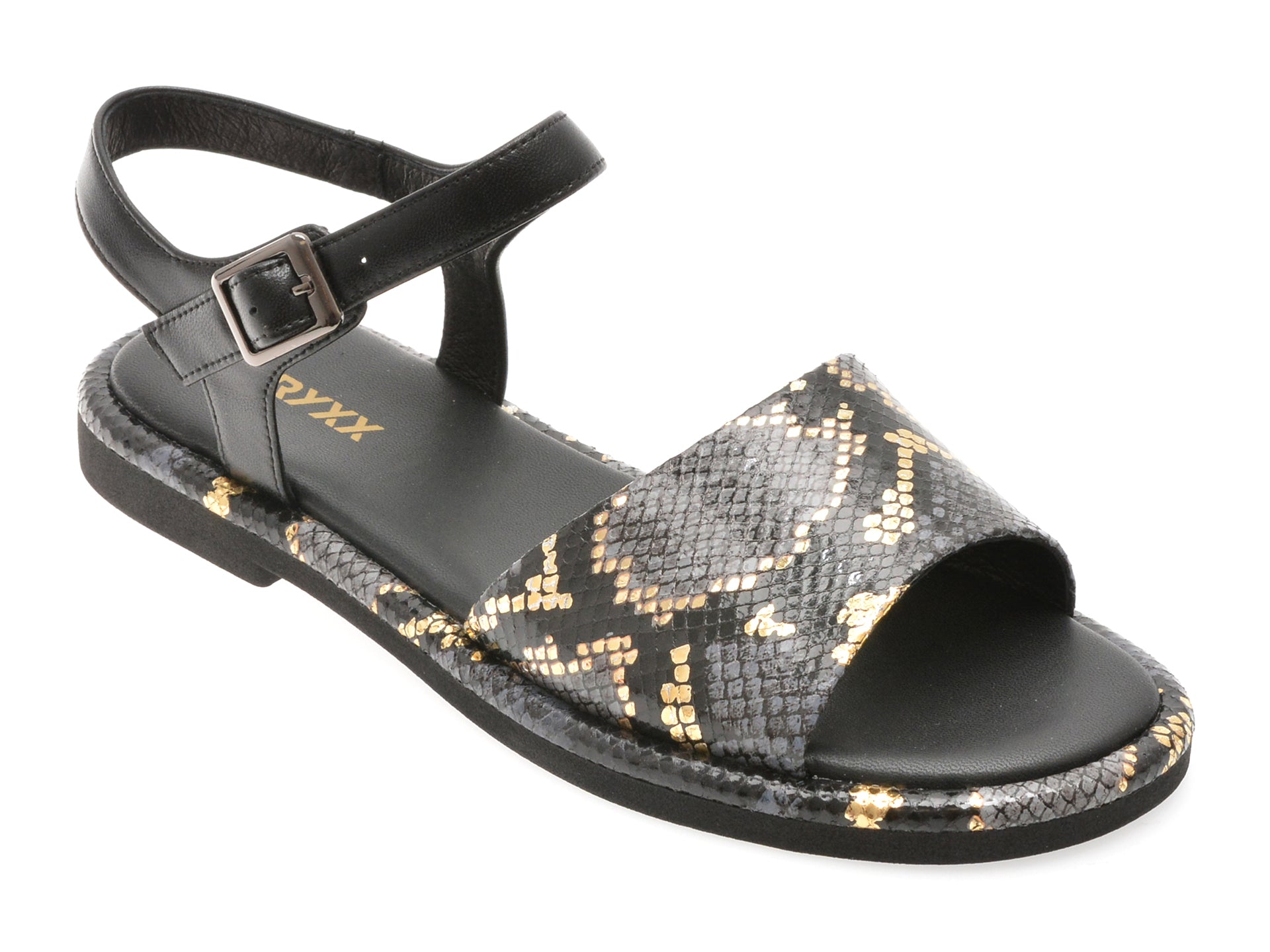 Sandale GRYXX negre, 4H524, din piele naturala