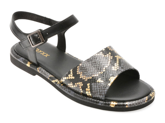 Sandale GRYXX negre, 4H524, din piele naturala