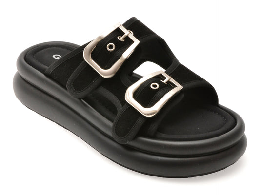 Papuci GRYXX negri, Y24L08, din piele intoarsa