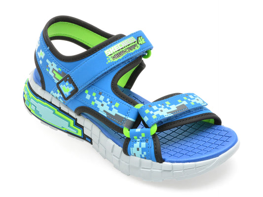 Sandale SKECHERS albastre, MEGA-SPLASH 4K, din piele ecologica