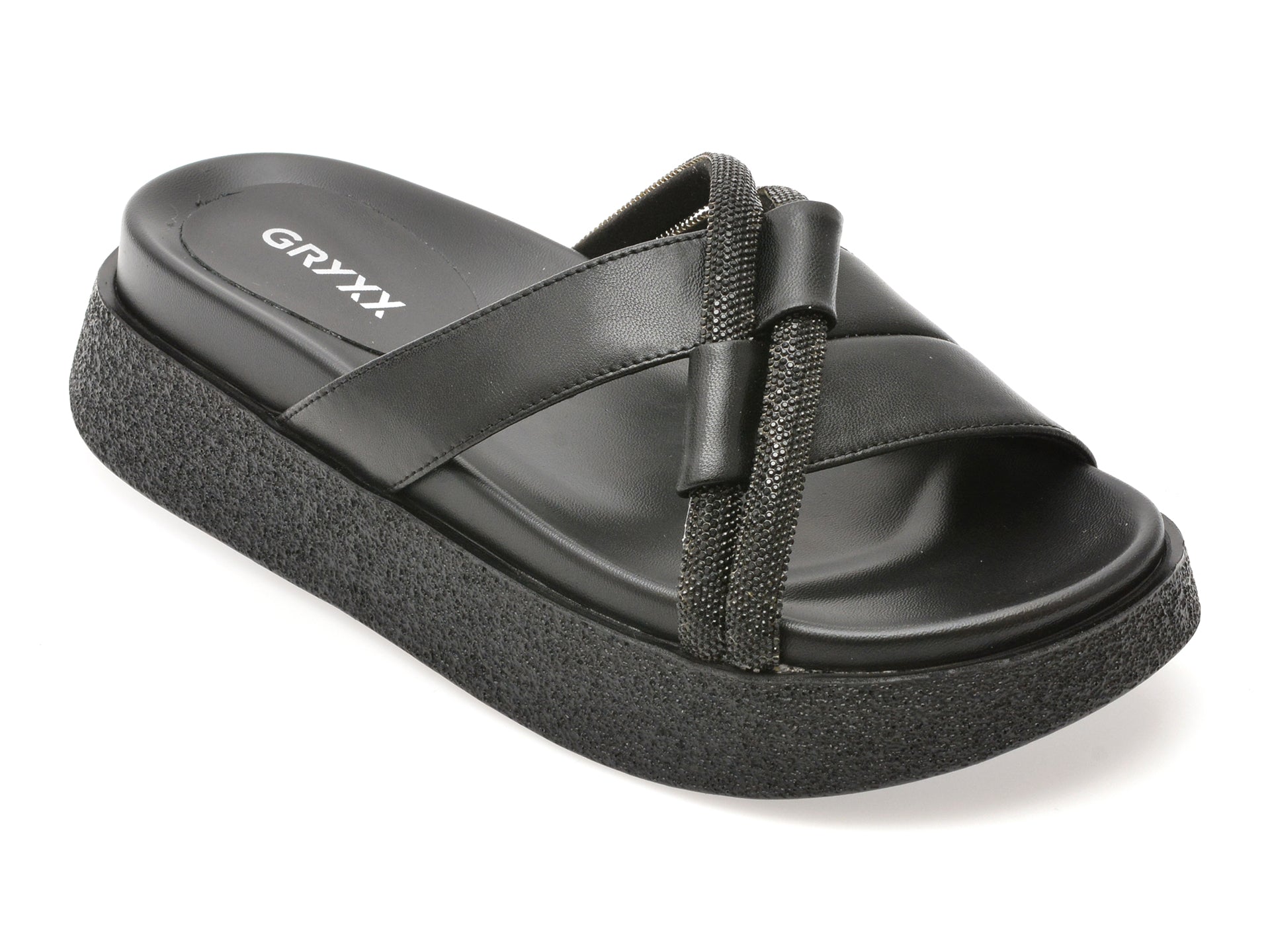 Papuci GRYXX negri, 1350H13, din piele naturala