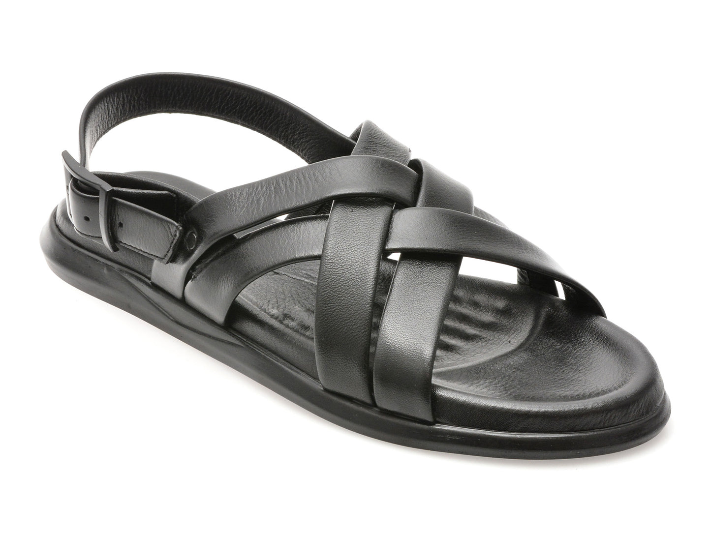 Sandale OTTER negre, AL2402, din piele naturala