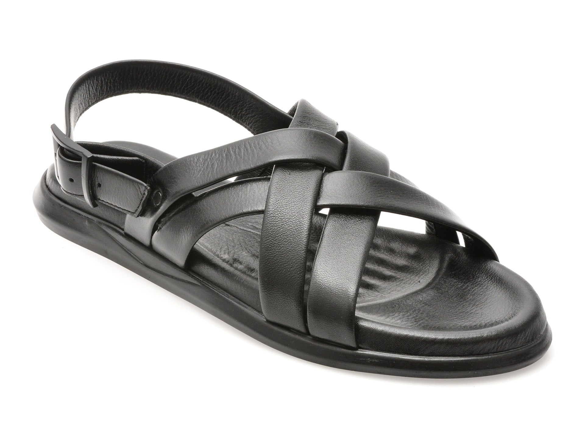 Sandale OTTER negre, AL2402, din piele naturala