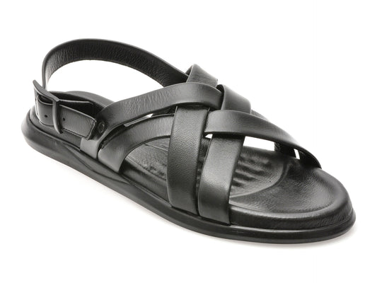 Sandale OTTER negre, AL2402, din piele naturala