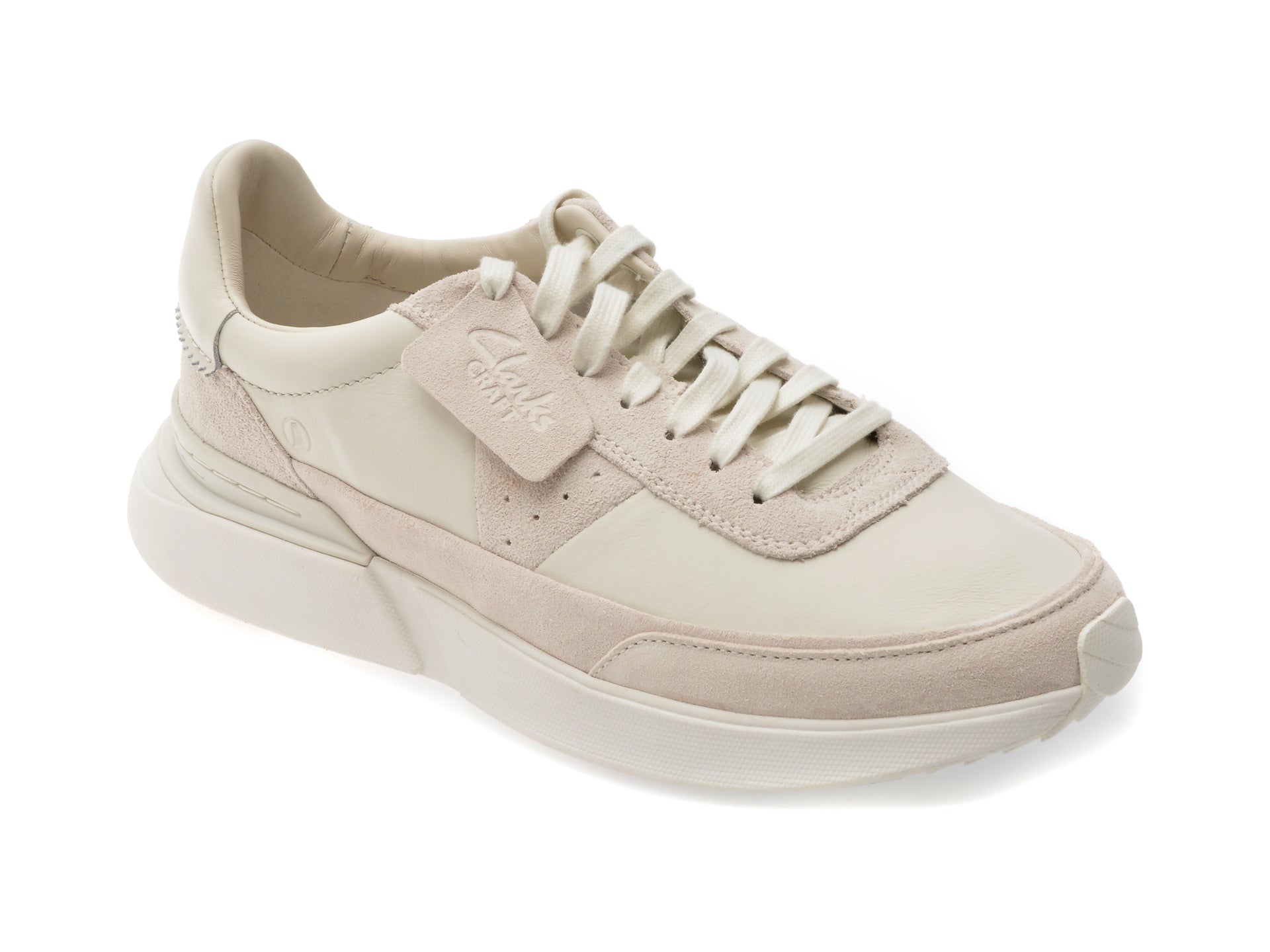 Pantofi sport CLARKS albi, CRAFT PACE, din piele naturala