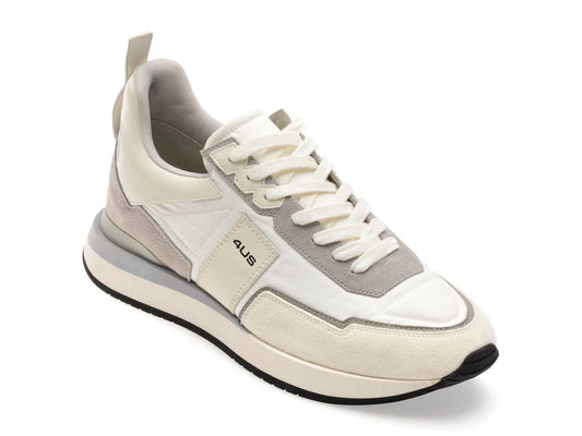 Pantofi sport 4US albi, SEAN 400, din material textil