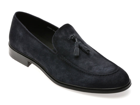 Mocasini eleganti EPICA albastri, J8365, din piele intoarsa