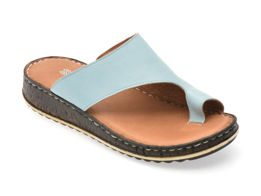 Papuci SHOOZY albastri, EV2849, din piele naturala