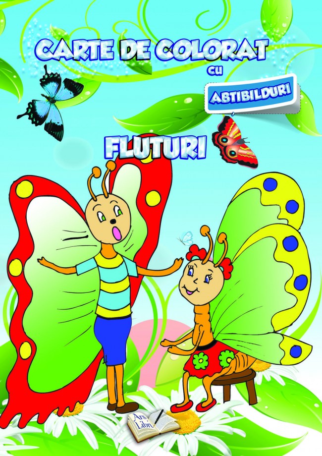 Carte de colorat cu abtibilduri - Fluturi 