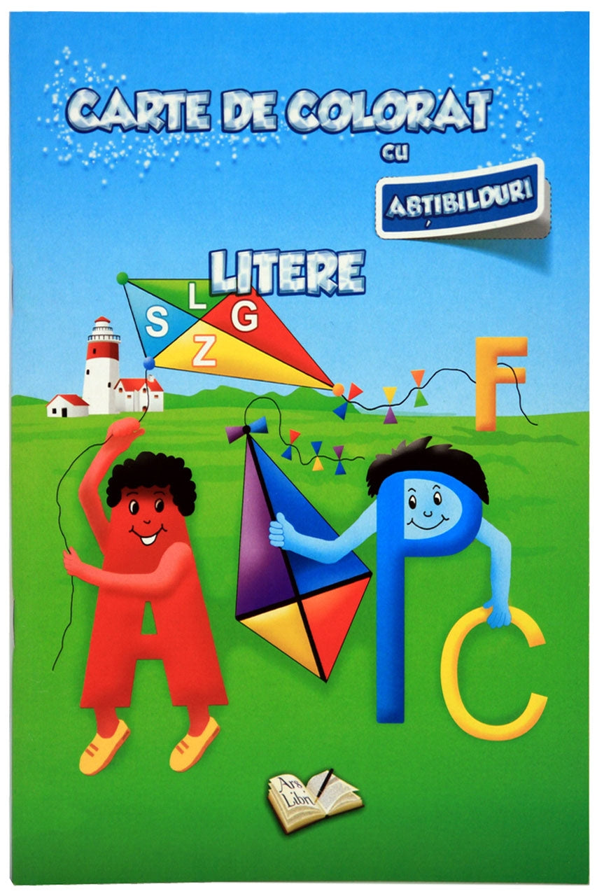 Carte de colorat cu abtibilduri - Litere 