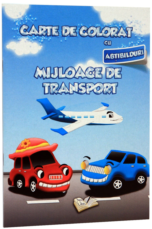 Carte de colorat cu abtibilduri - Mijloace de transport 