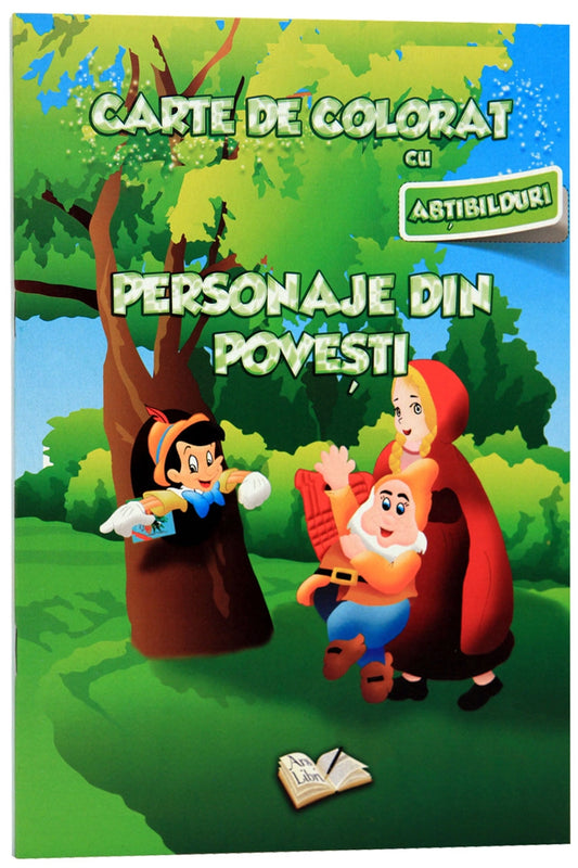 Carte de colorat cu abtibilduri - Personaje din povesti 