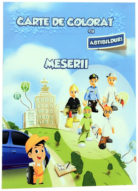 Carte de colorat cu abtibilduri - Meserii 