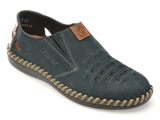 Pantofi RIEKER bleumarin, B2457, din piele naturala